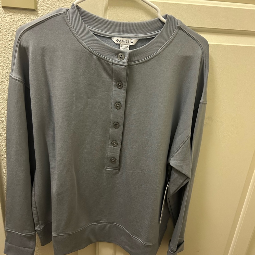 NWT Athleta Balance Henley Sweatshirt in blue